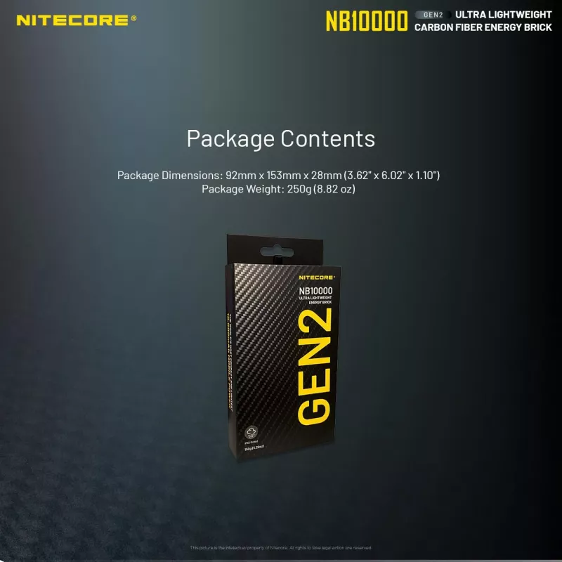Batería externa portátil Nitecore NB10000 — 10000 mAh, USB‑A + USB‑C, 38 W de salida total, gris