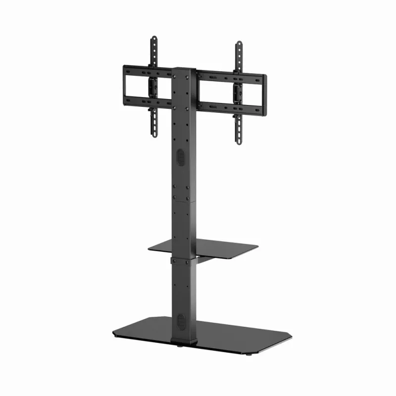 Soporte de TV de suelo GEMBIRD TVS-86ST-01 para televisores de 43–86 pulgadas, negro, base de vidrio templado, VESA 100x100–600x400, máx. 60 kg