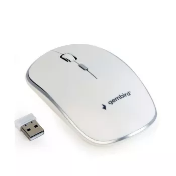 Ratón inalámbrico GEMBIRD MUSW-4B-01-W, ambidiestro, óptico 1600 DPI, 4 botones, RF Wireless, blanco
