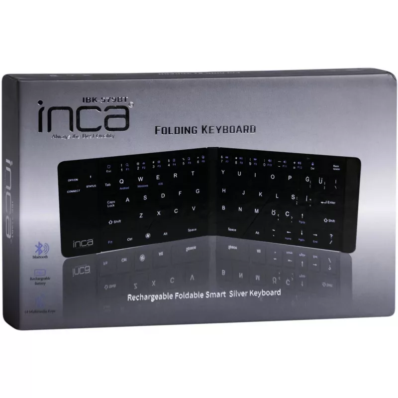 Teclado inalámbrico Inca IBK-579BT Bluetooth 66 teclas Metallic Plata