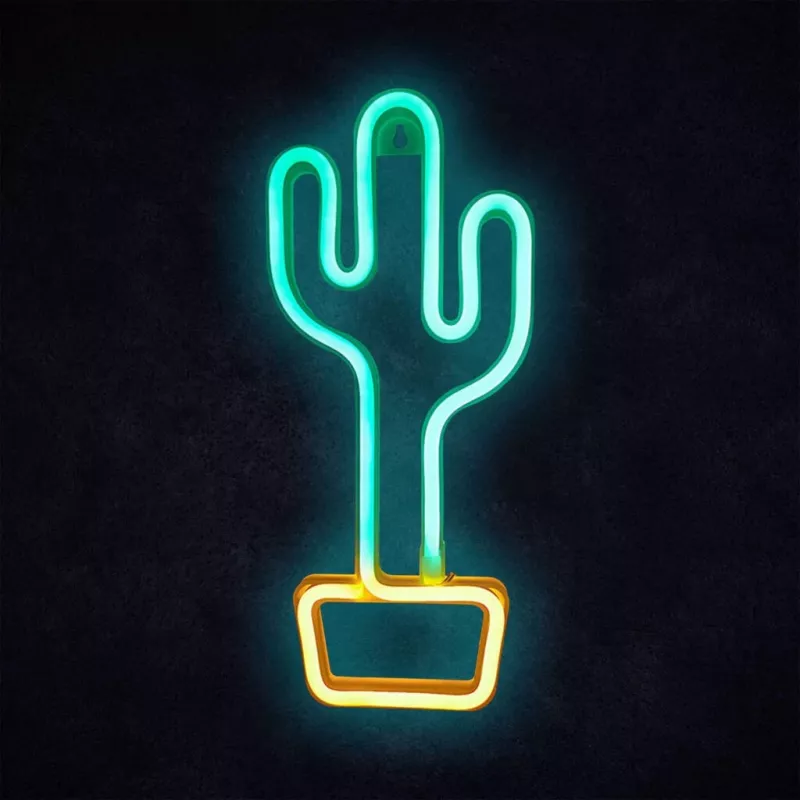 Luz de neón decorativa MANTA SNL07GNT cactus verde amarillo, letrero de neón