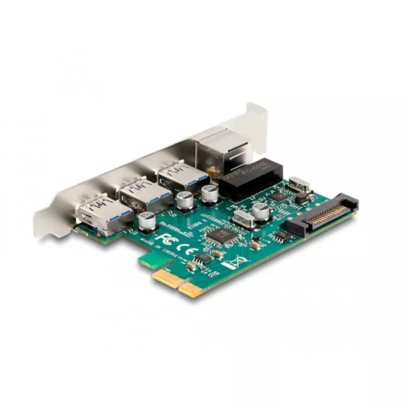 DeLOCK tarjeta PCI Express x1, 3 x USB 5 Gbps tipo A, 1 x Gigabit LAN