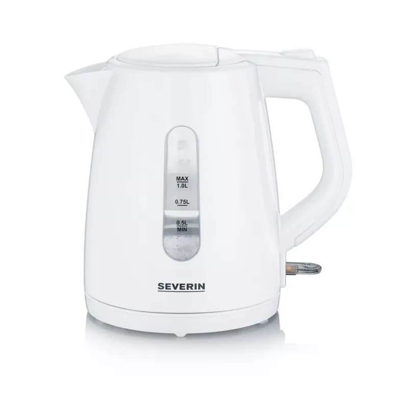 Hervidor eléctrico SEVERIN 1 L 2200 W blanco — inalámbrico, base de 360°, resistencia oculta
