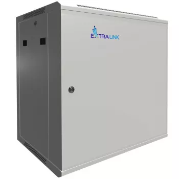 Armario rack Extralink 12U 600x450 ASP gris montaje en pared, puerta metálica