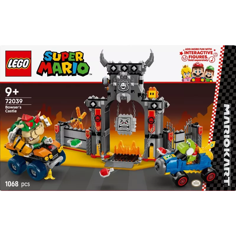 Juguete de construcción LEGO set 72039 Super Mario Fortaleza de Bowser con Mario Kart, set de juego interactivo