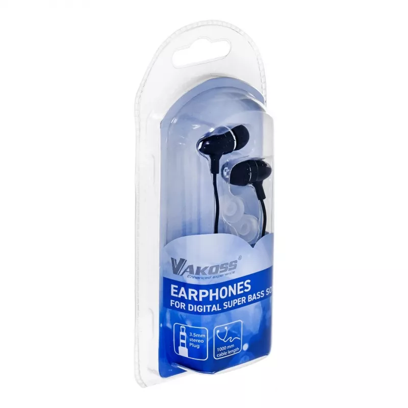 VAKOSS LT-437EX auriculares intrauditivos con cable, binaurales, cable de 1 m, negros