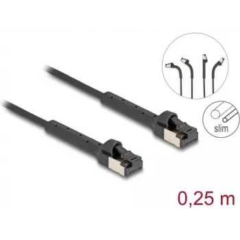 Cable de red DeLOCK RJ45 fino Cat.6A U/FTP 0,25 m negro