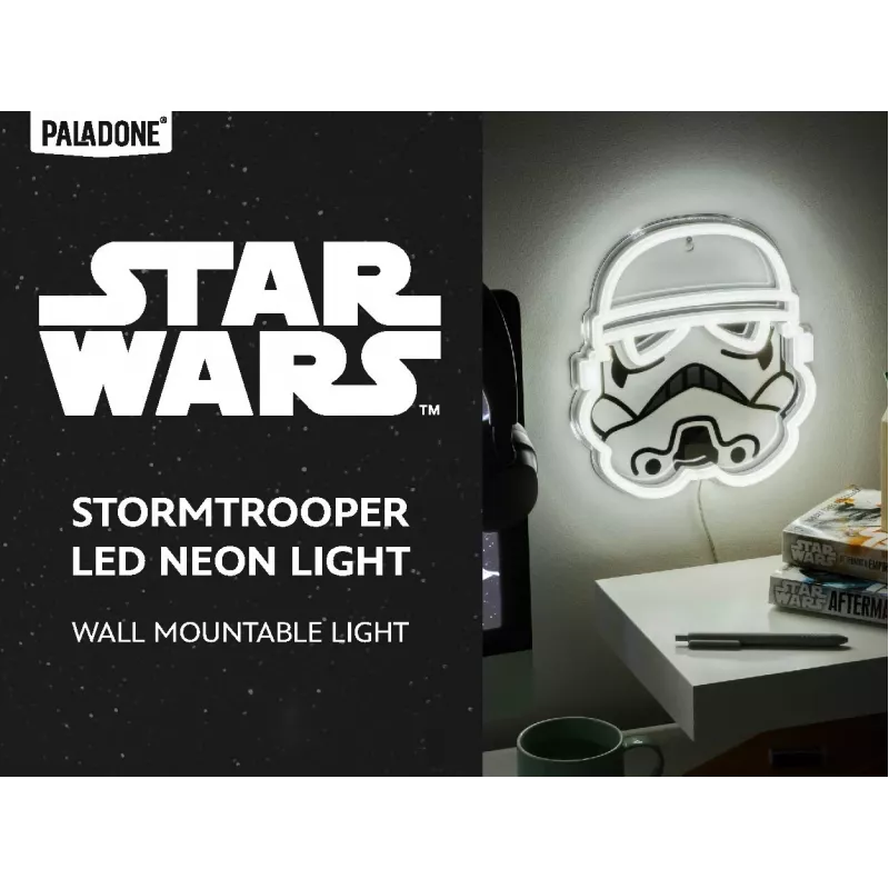 Luz LED de neón para pared Paladone Stormtrooper modelo PP14595SWVN, iluminación decorativa Star Wars