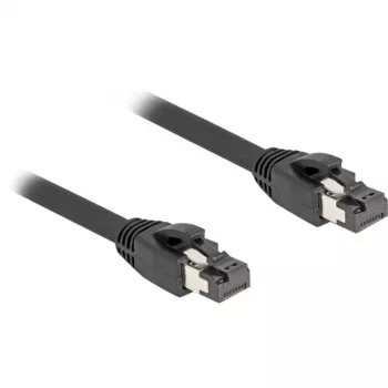 Delock - Cable de red - RJ-45 (M) a RJ-45 (M) - 50 cm - 7,5 mm - SFTP, PiMF - CAT 8.1 - libre de halógenos, alivio de tracción - Negro (80232)
