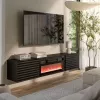 Mueble RTV Cama TULA 183x35x37 negro mate + chimenea negra