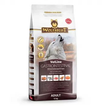 Pienso para perros Wolfsblut VetLine Gastrointestinal Duck 12 kg — alimento dietético para la salud digestiva, proteína 20%, grasa 10%