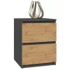 Topeshop W2 ANTRACYT/ARTISAN mesita de noche 2 cajón(es) antracita, roble