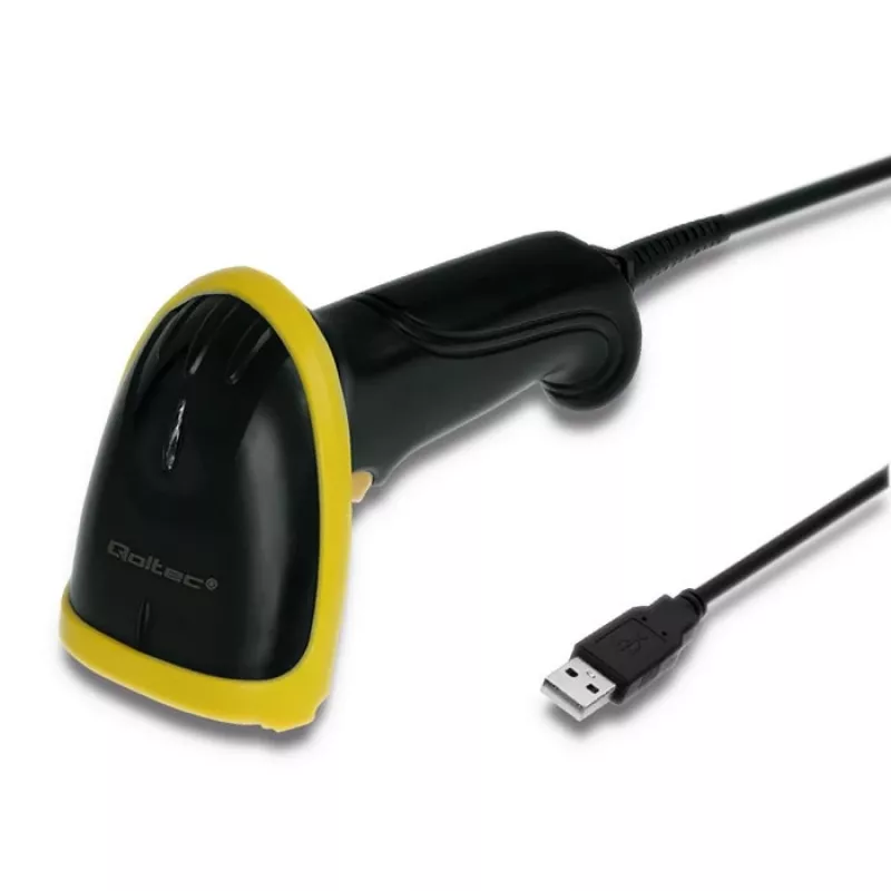 Qoltec 50867 lector láser de códigos de barras 1D/2D, USB, negro