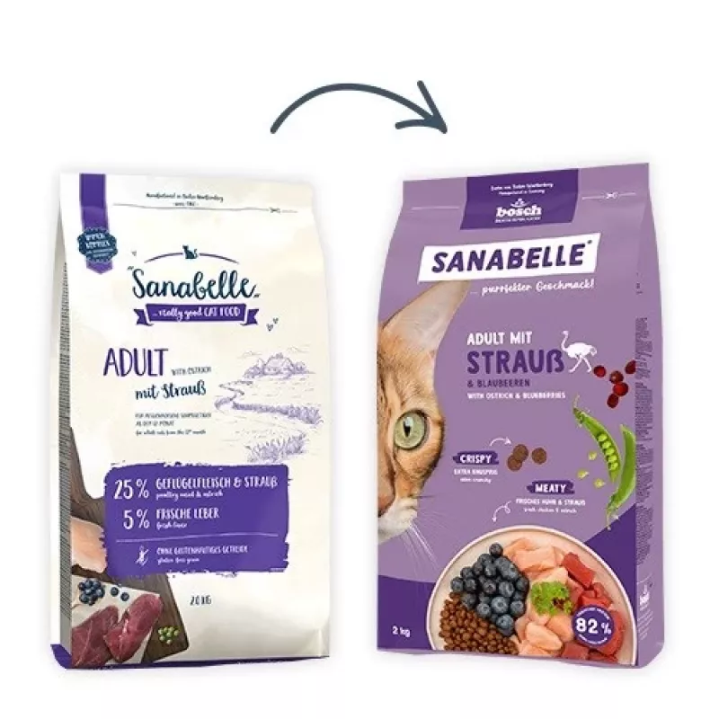 Bosch Sanabelle Life Adult pienso para gatos con avestruz y arándanos, 8 kg