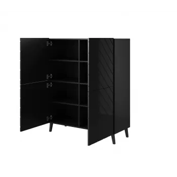 Estantería ABETO 100,5 x 40 x 121,5 cm negro/negro brillante