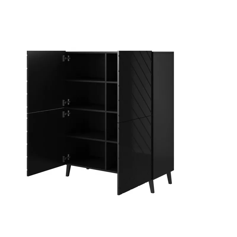 Estantería ABETO 100,5 x 40 x 121,5 cm negro/negro brillante