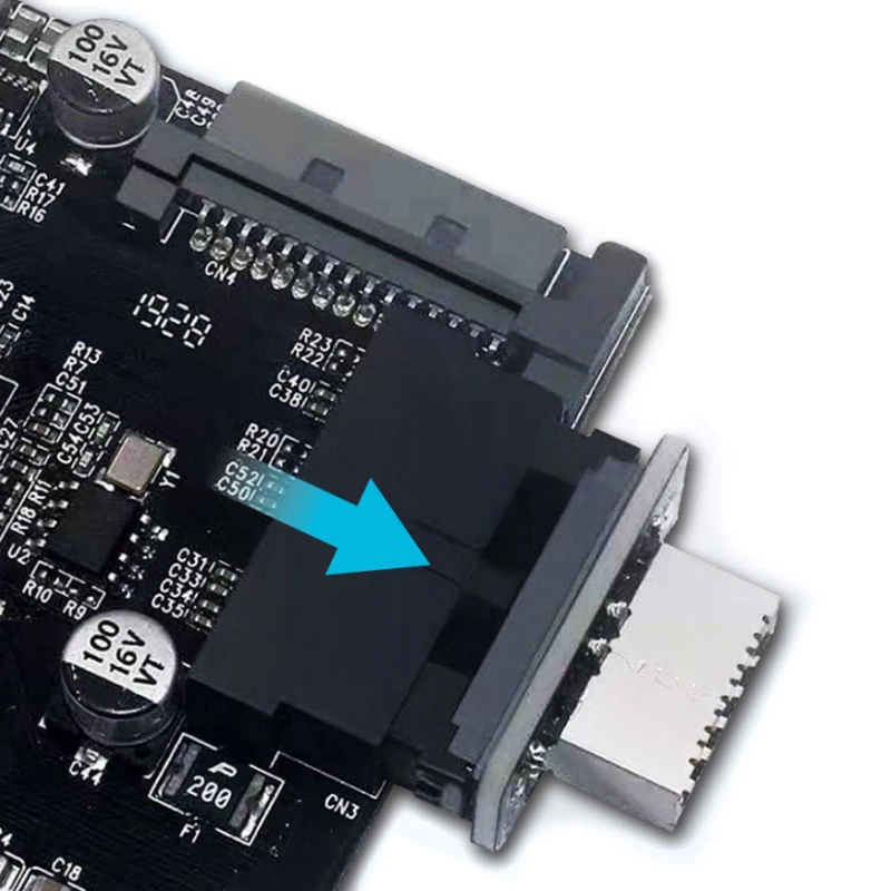 GrauGear adaptador interno de USB 3.0 de 19 pines a USB 3.1 Type-E de 20 pines Key A, 180 grados