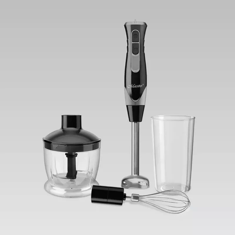 Batidora de brazo Maestro MR-566, 500 W, 2 velocidades, turbo, varillas, picadora 600 ml, tarro de almacenamiento 900 ml, acero inoxidable