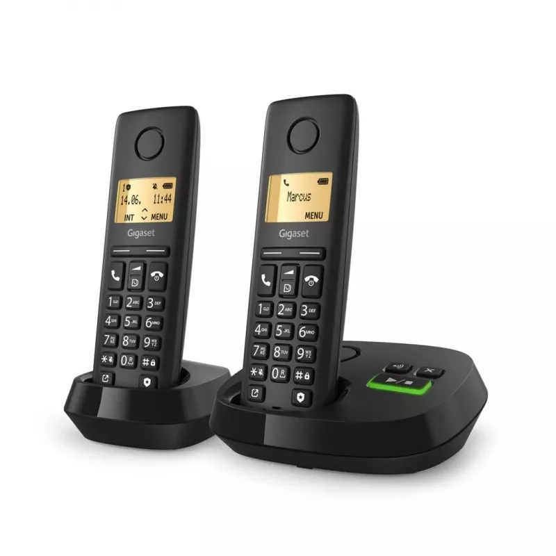 Teléfono inalámbrico analógico/DECT Gigaset PURE 100A Duo — 2 auriculares, manos libres, identificación de llamadas, pantalla de 1,5