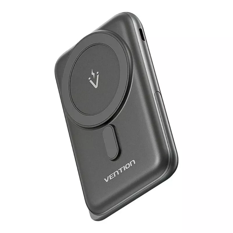 Batería externa Vention 10000mAh Magnetic Wireless 20W, 1×USB-C, carga inalámbrica, negra