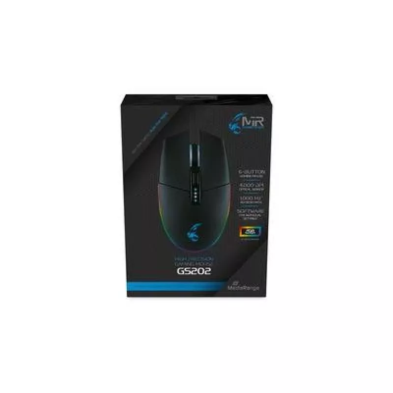 Ratón gaming MediaRange MRGS202 – diestro, óptico, 4000 DPI, 6 botones, USB Type-A, negro