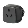 Adaptador de viaje AUS/CN > conector macho con toma de tierra, adaptador de enchufe negro