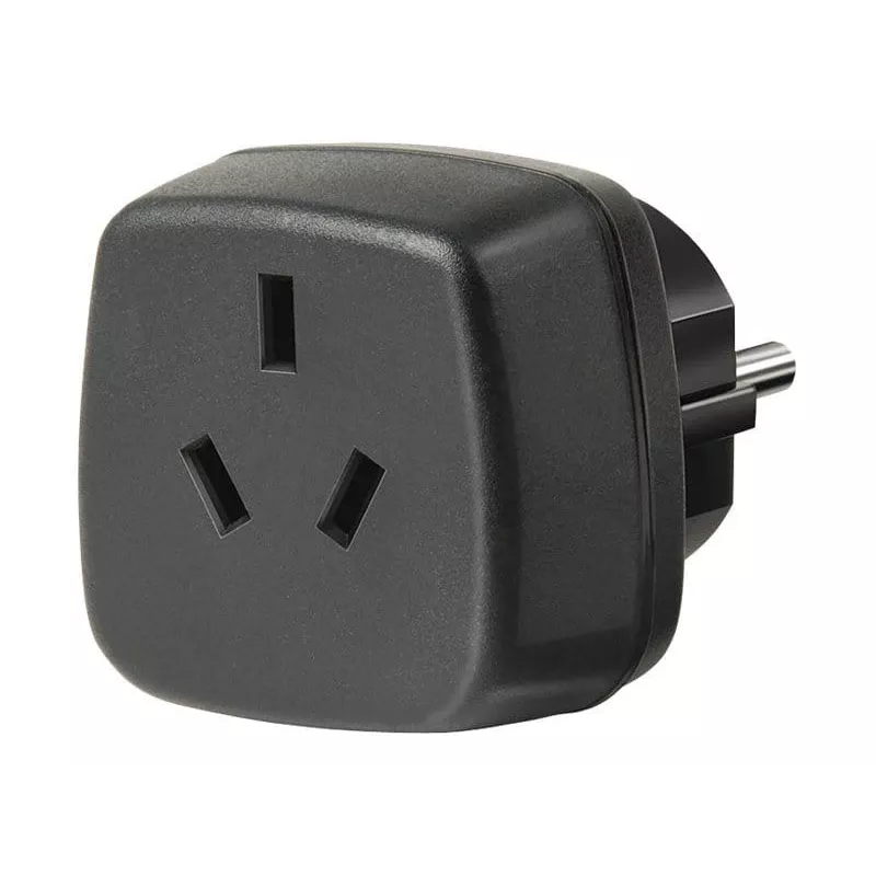 Adaptador de viaje AUS/CN > conector macho con toma de tierra, adaptador de enchufe negro