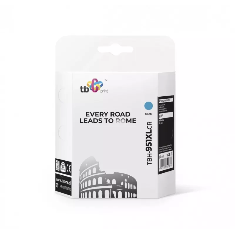 Tinta para HP OJ Pro 8100 cian remanufacturada TBH-951XLCR