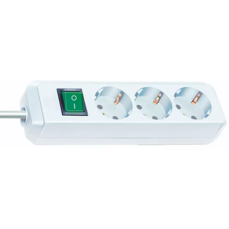 Regleta de enchufes Brennenstuhl Eco-Line con interruptor [3 tomas, blanca, 5m]