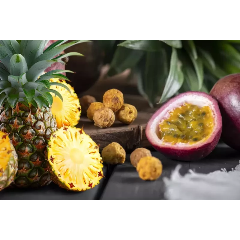 Eco fresh foods Bolas de piña y fruta de la pasión deshidratadas 100 g