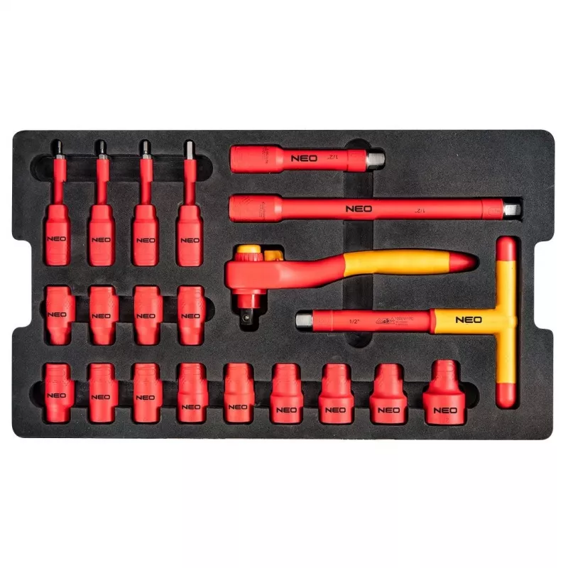 Neo Tools Caja de servicio para electricistas 52 piezas en resistente caja 22