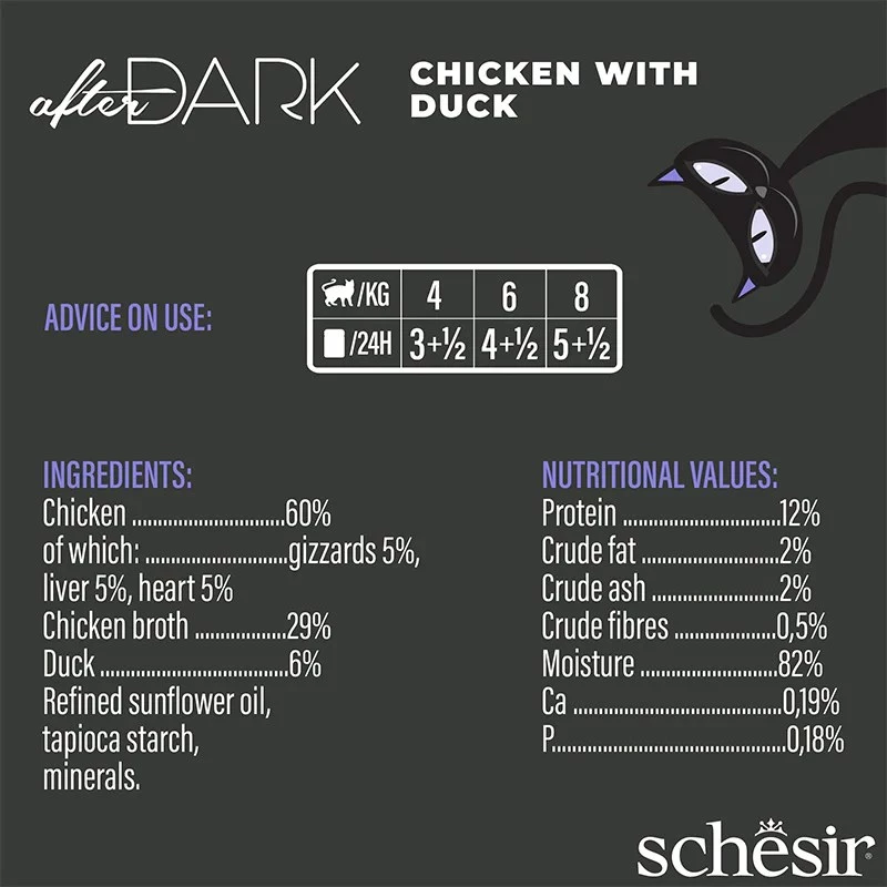Comida húmeda para gatos Agras Pet Foods Schesir after Dark Complete caldo 80 g — pollo, sin cereales, sin gluten ni soja
