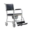 Silla de ruedas para inodoro MDH PLW006VC — silla de inodoro plegable de acero, 4 ruedas, máx. 110 kg, asiento 43×43 cm, ancho 530 mm, peso 11,2 kg