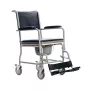 Silla de ruedas para inodoro MDH PLW006VC — silla de inodoro plegable de acero, 4 ruedas, máx. 110 kg, asiento 43×43 cm, ancho 530 mm, peso 11,2 kg