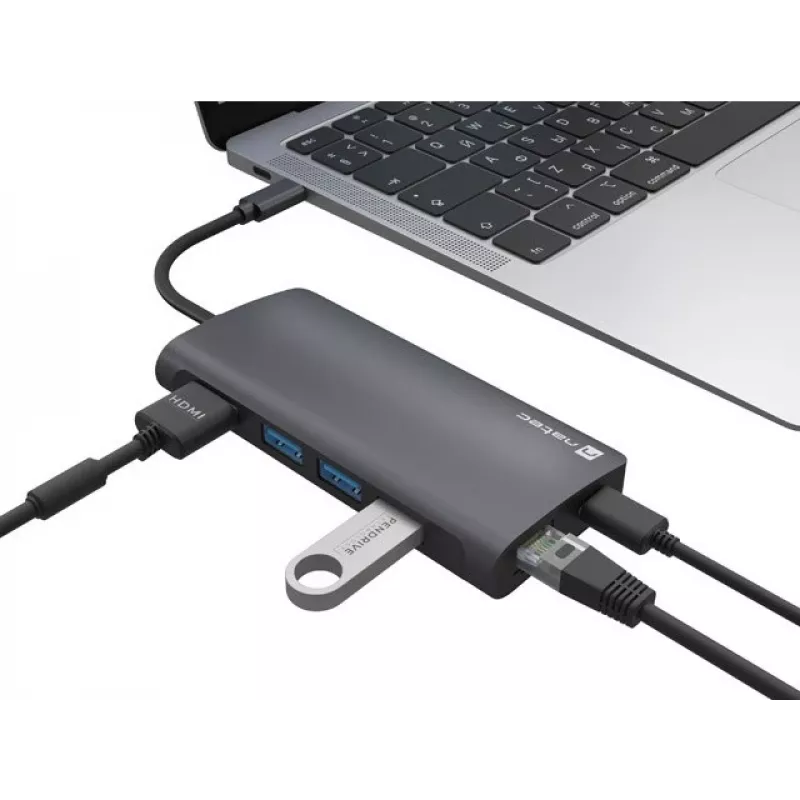 Base de acoplamiento NATEC NMP-2162 USB 3.2 Gen 1 Type-C gris con cable