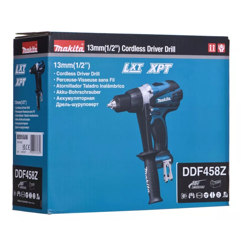 MAKITA. ATORNILLADOR A BATERÍA 18V DDF458Z 91/58Nm, sin batería ni cargador