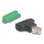 Adaptador DeLOCK conector macho RJ45 > regleta de bornes de 8 polos en 2 piezas 3,81 mm