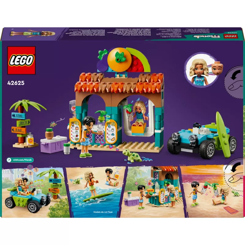 LEGO Friends Puesto de Smoothies de Playa, set de juego infantil con comida de juguete, idea de regalo para niñas y niños a partir de 6 años con 2 minipersonajes, una figura de tortuga y un