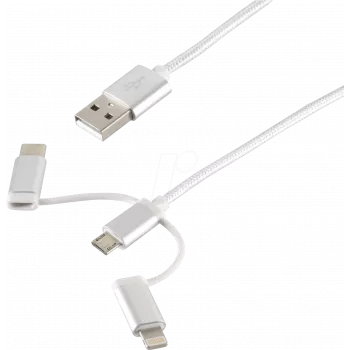 Cable USB ShiverPeaks BS14-50067 1m USB A USB C/Micro-USB B/Lightning blanco