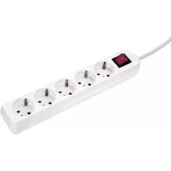 Regleta de enchufes AS Schwabe 35011 — cable de 1,4 m, 5 tomas AC, interior IP20, 230 V, blanco