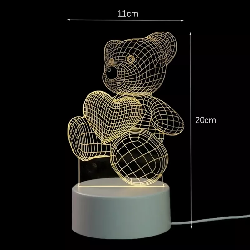Lámpara de noche Extralink HOME corazón ilusión óptica 3D lámpara de mesita USB