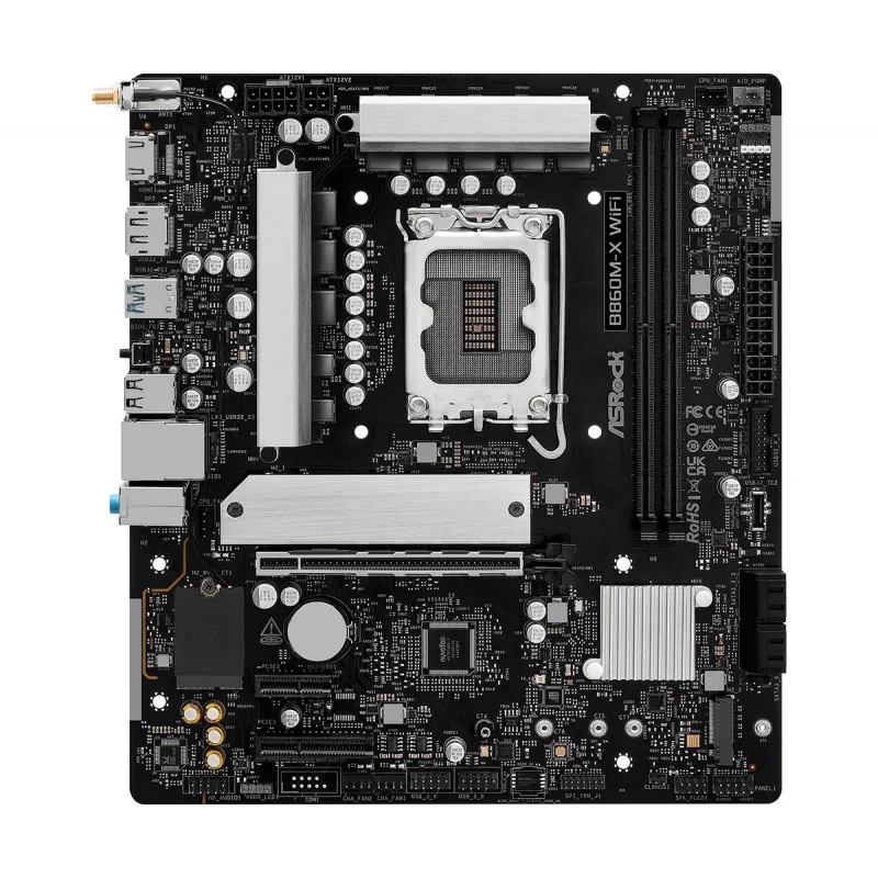 Placa base ASRock B860M-X WiFi — Intel B860, LGA 1851, micro ATX, DDR5, 2x DIMM, 4x M.2, 2.5Gb LAN, Wi‑Fi 6E, Bluetooth 5.3