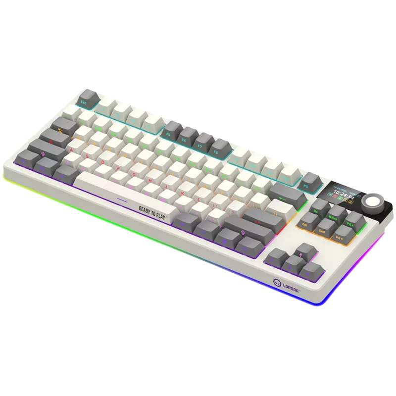 LORGAR KBP70TKLW, teclado gaming mecánico inalámbrico TKL Pro, beige, distribución EN
