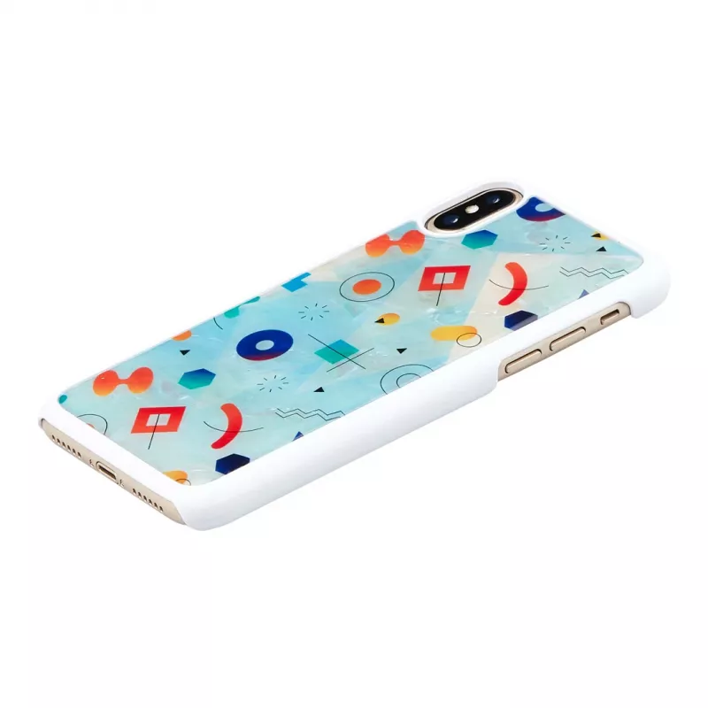 Funda para móvil iKins para iPhone XS / iPhone X S – blanca poppin rock tapa trasera protectora