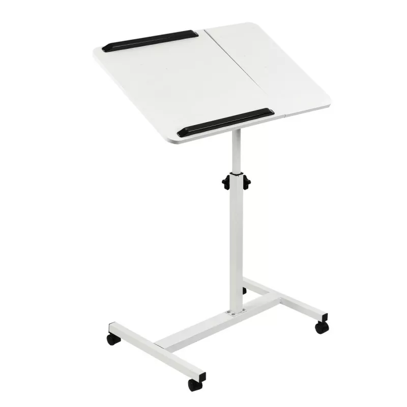 Soporte móvil para escritorio/portátil Maclean, blanco, altura ajustable 59-89 cm, máx. 30 kg, MC-121 W