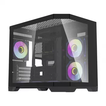 Darflash FT418 Caja de ordenador + 6 ventiladores aRGB (negro)