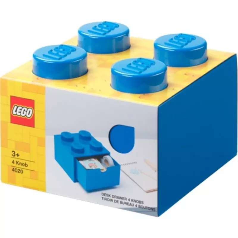 Cajón de escritorio LEGO 4, caja de almacenamiento azul, con tetones