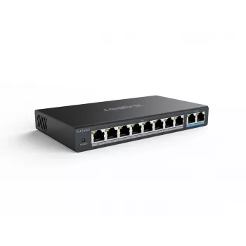 Switch PoE de red Reolink RLA-PS1 — 8 puertos PoE, presupuesto total 150W, IEEE 802.3af/at, 2x uplink Gigabit