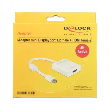 Adaptador DeLock Mini DisplayPort 1.2 > HDMI (macho-hembra) 4K Blanco