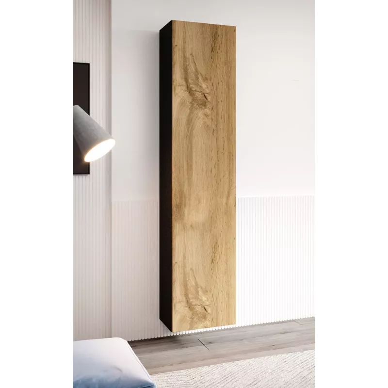 Conjunto de armarios de salón Cama VIGO 9 negro/roble wotan